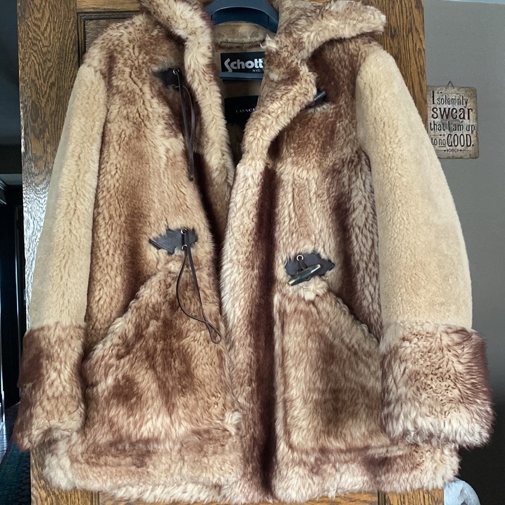 JLO COACH brown super rare shearling coat size small